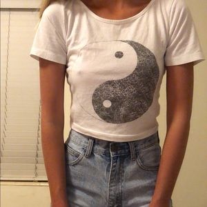 • White Ying & Yang Crop Top